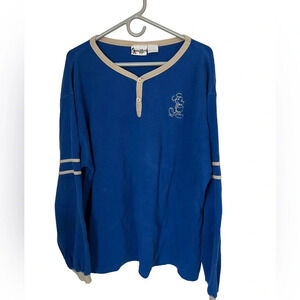 Vintage Walt Disney World Blue Henley Mickey Mouse